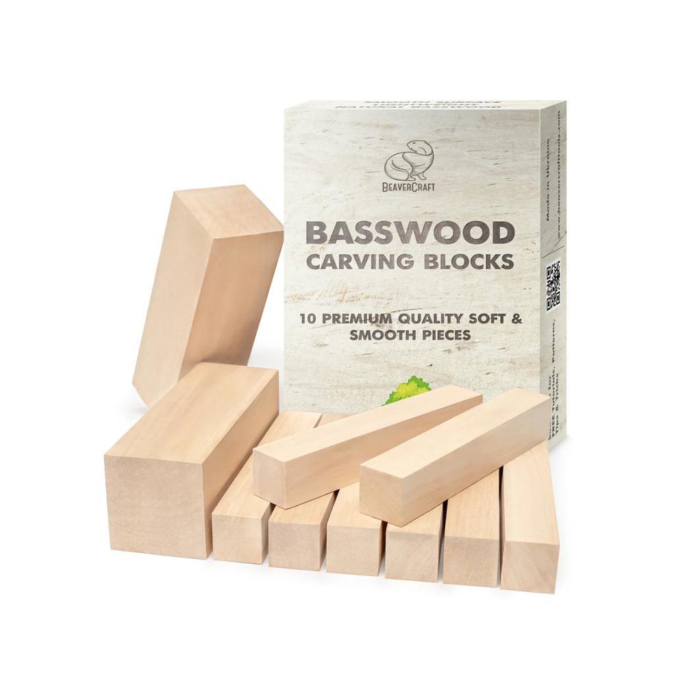BeaverCraft 10-Piece Basswood Carving Blocks