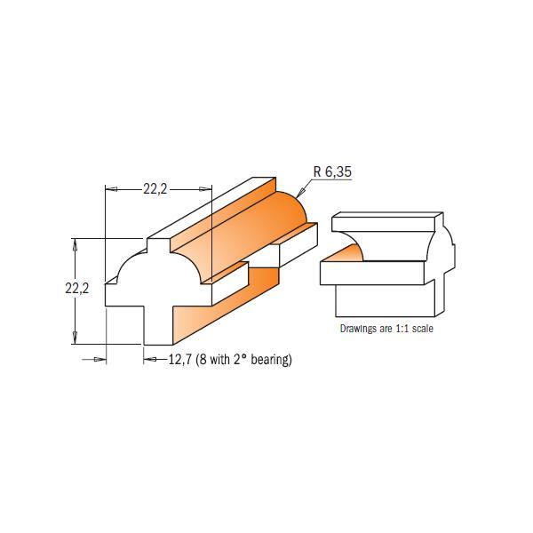 CMT Orange Tools 3 Piece Divided Light Door Carbide Tipped Router Bit Set view 3
