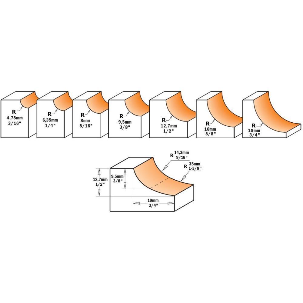 CMT Orange Tools Cove Router Bits 2 Flutes Carbide Tipped view 3