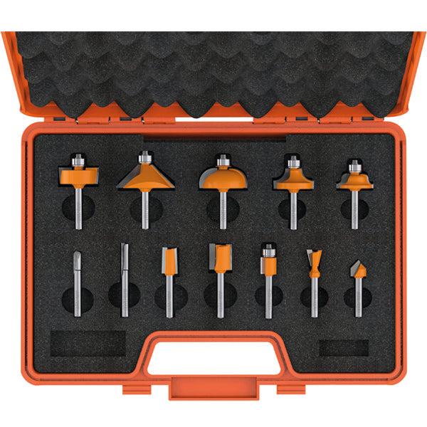 CMT Orange Tools 12-Piece Router Bit Set in Case Carbide Tipped 1/4" Shanks